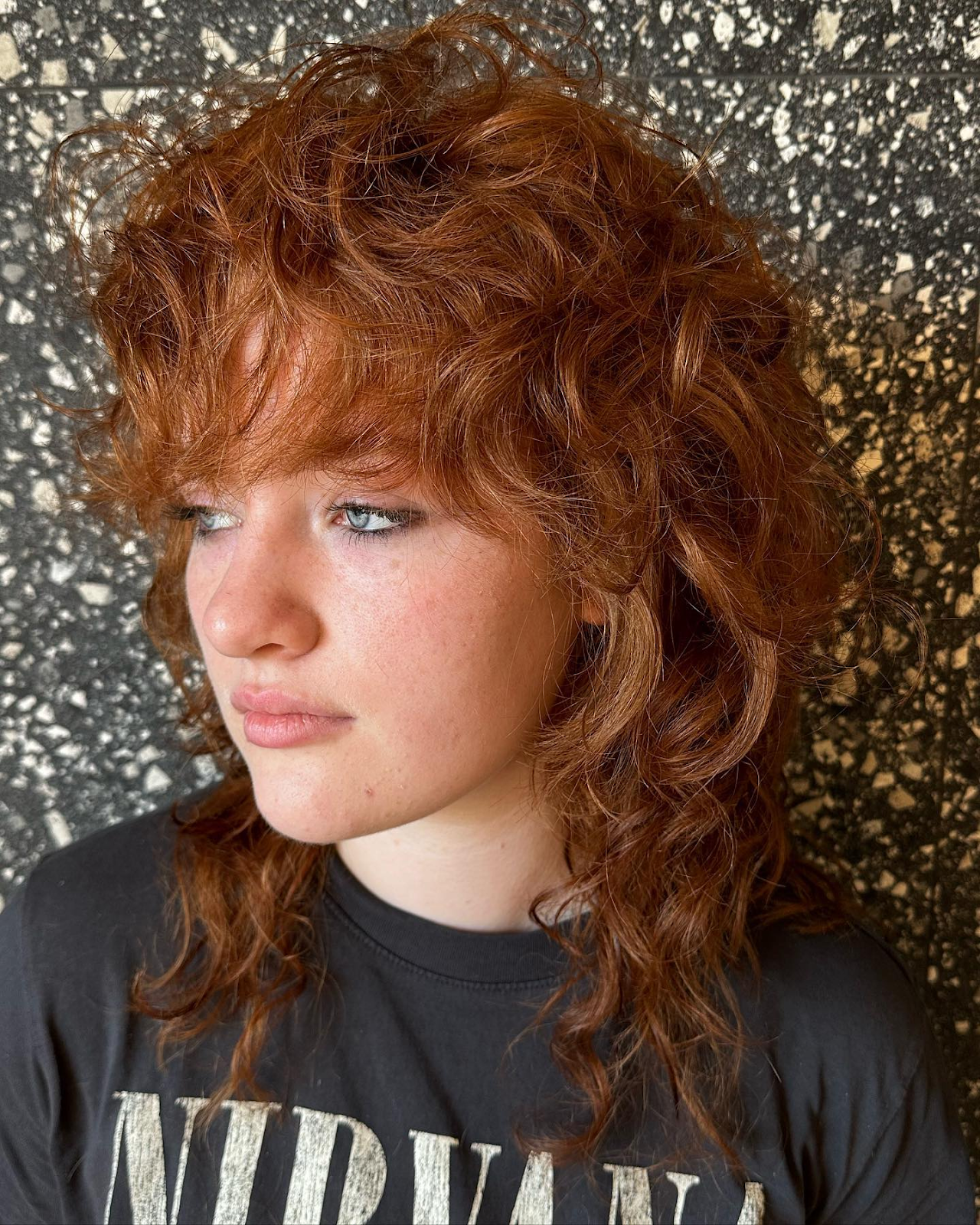 Copper Curly Hair with Textured Layers