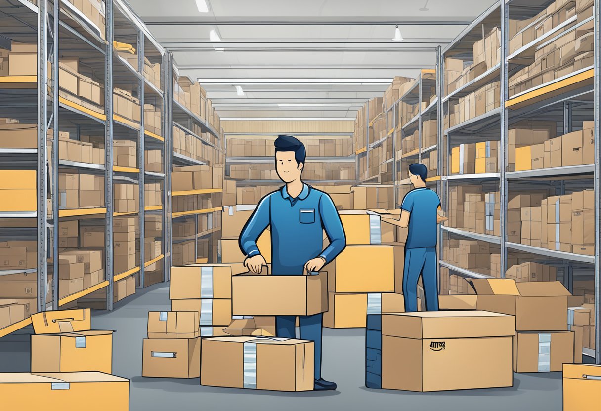 AI-generated workers inside Amazon checking boxes