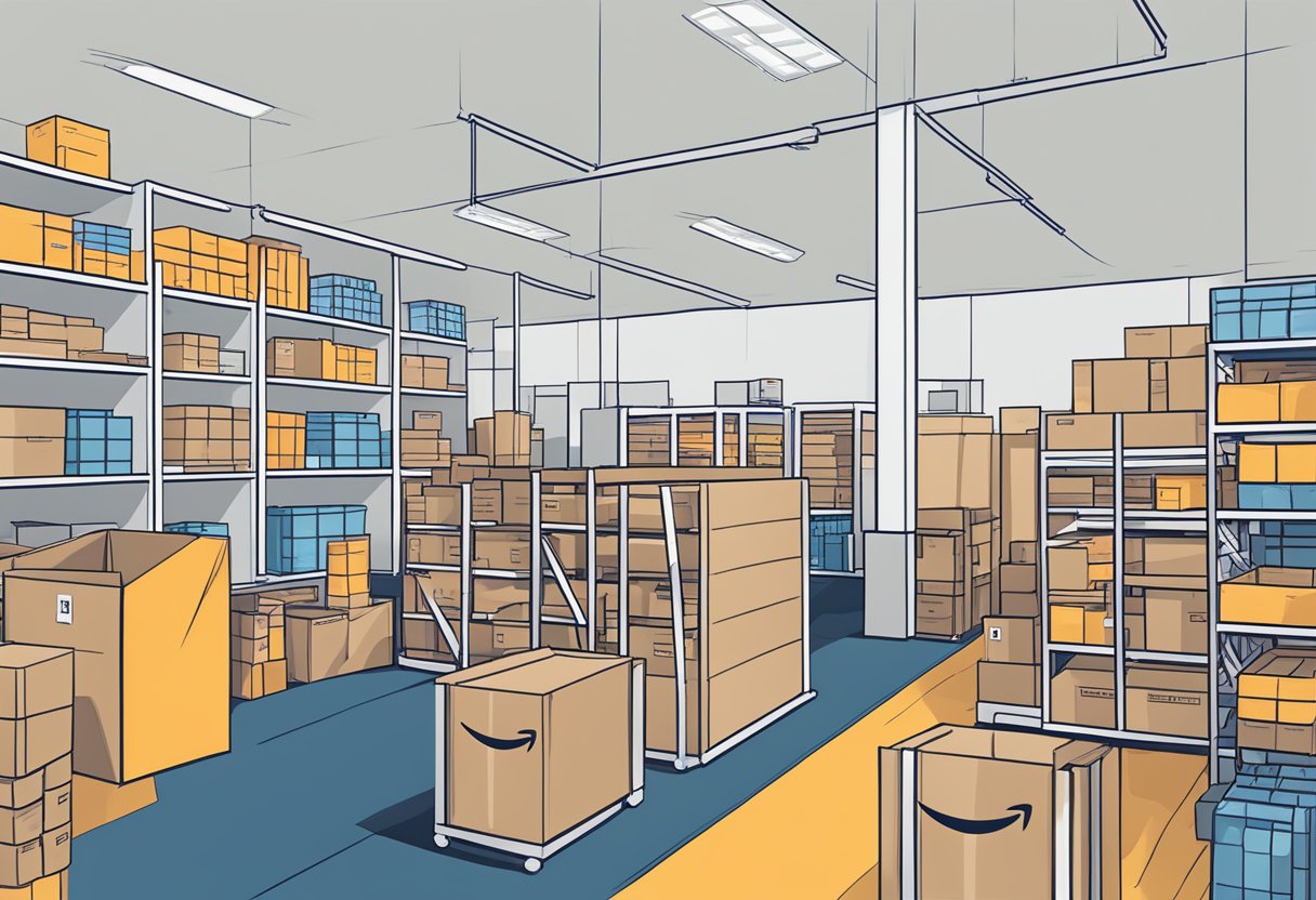 an AI generated image of an amazon warehouse