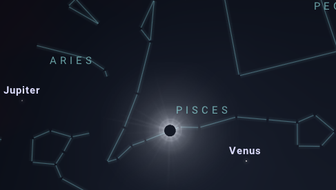 Location of the Sun in Pisces on April 8, 2024