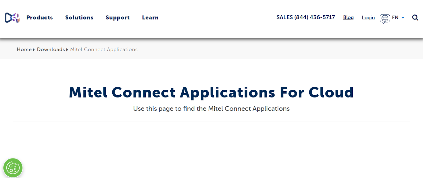 Mitel website snapshot highlighting the services it provides.