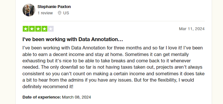 Data Annotation Tech Trustpilot review