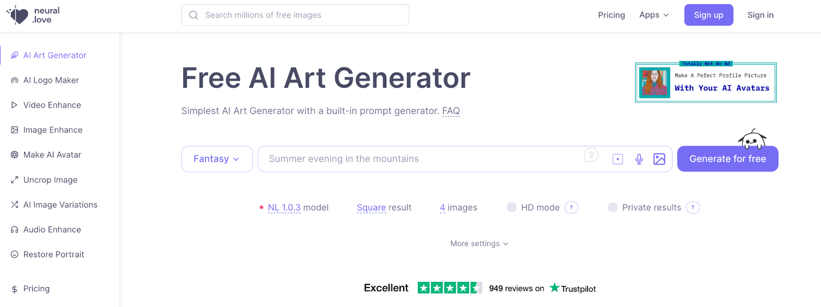 Neural Love AI Art Generator