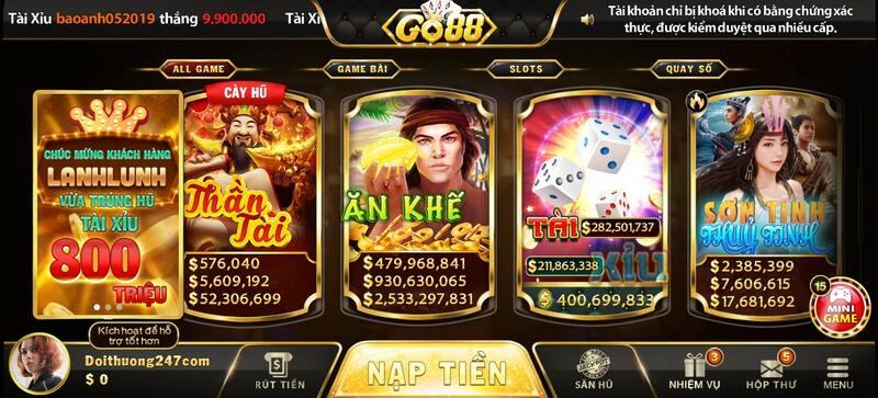 Giao diện cực kỳ sắc nét chỉ có tại cổng game Go88