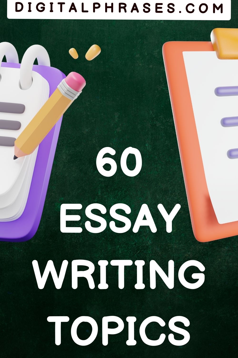 green background image with text - 60 Essay Writing Topics