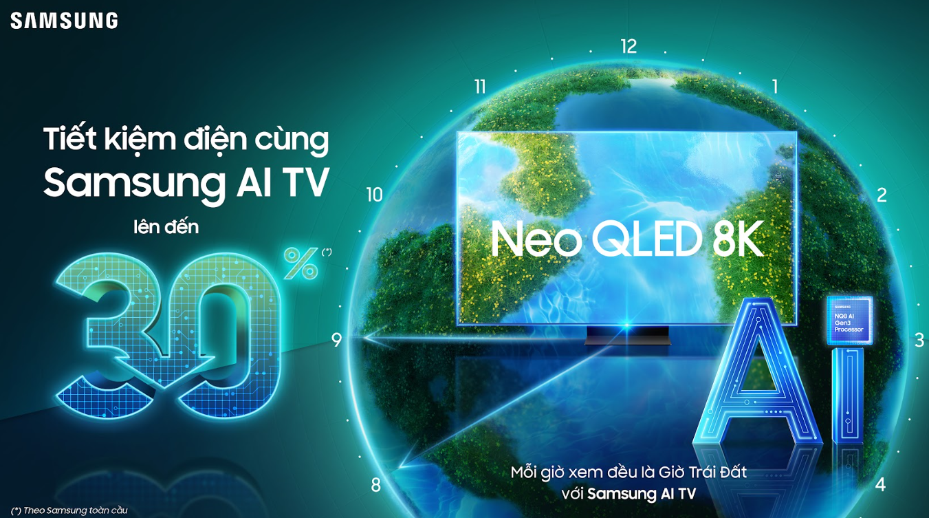 Bật Samsung AI TV, mỗi giờ xem đều là giờ Trái Đất