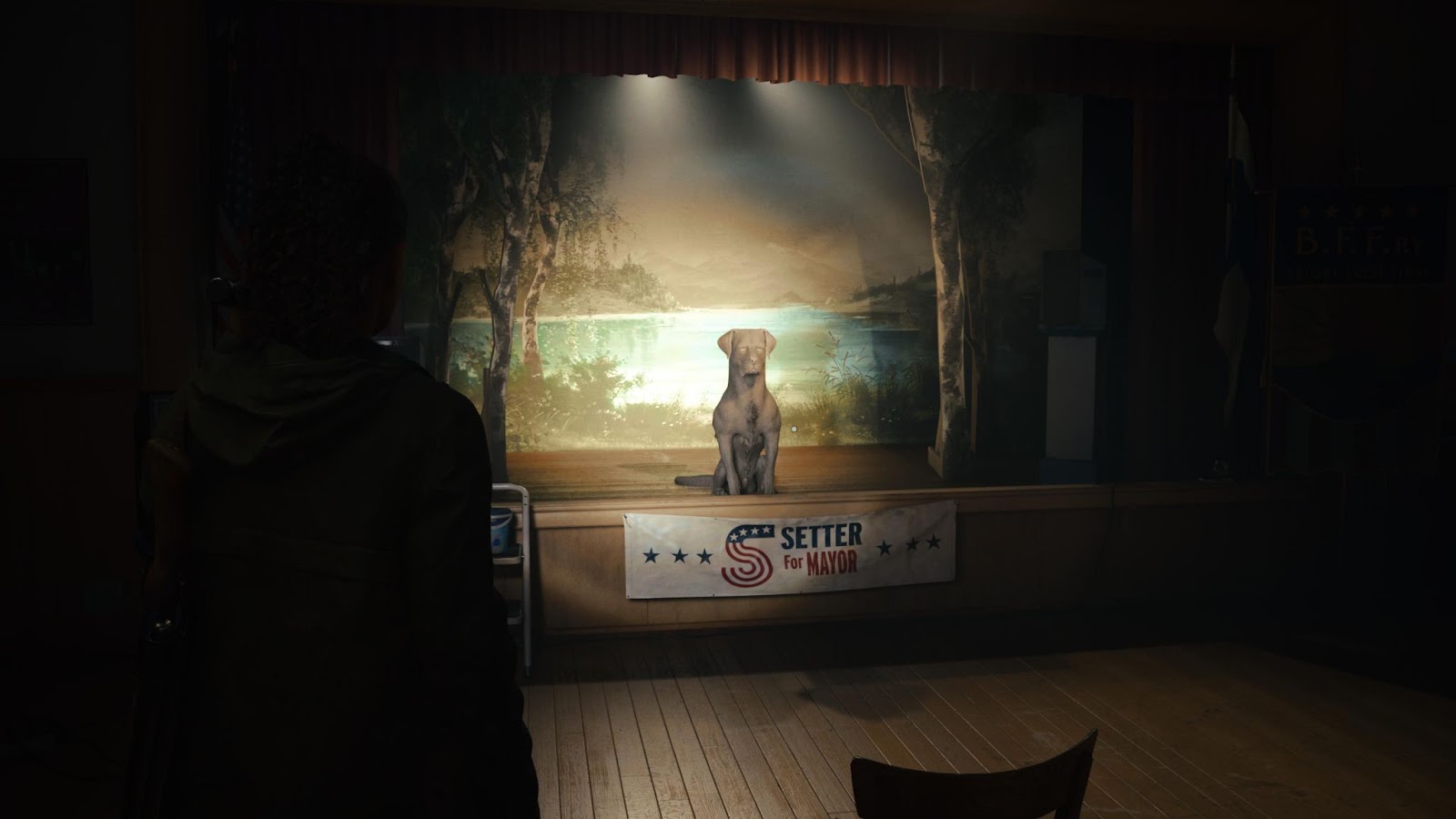 An in game screenshot of Mayor Setter  in Alan Wake 2. 