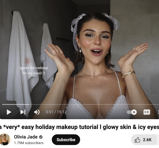  Olivia Jade showing how she completes a makeup look while in her bathroom