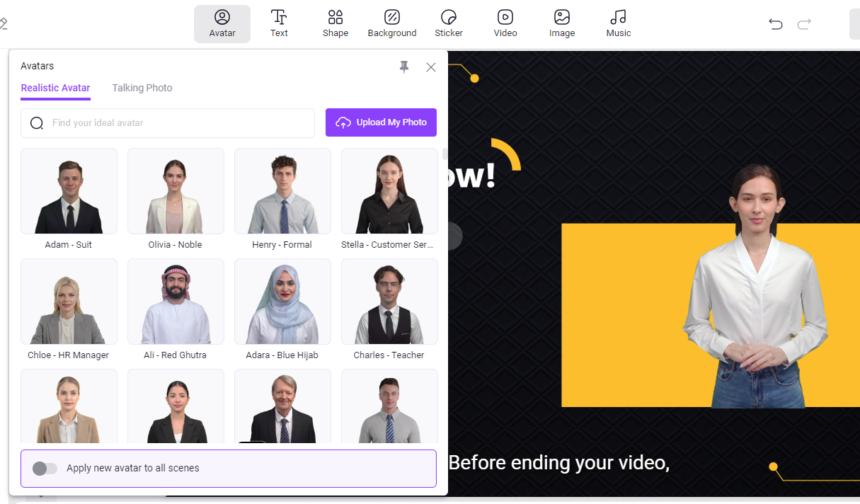 Customize AI Video with Free Talking Avatar