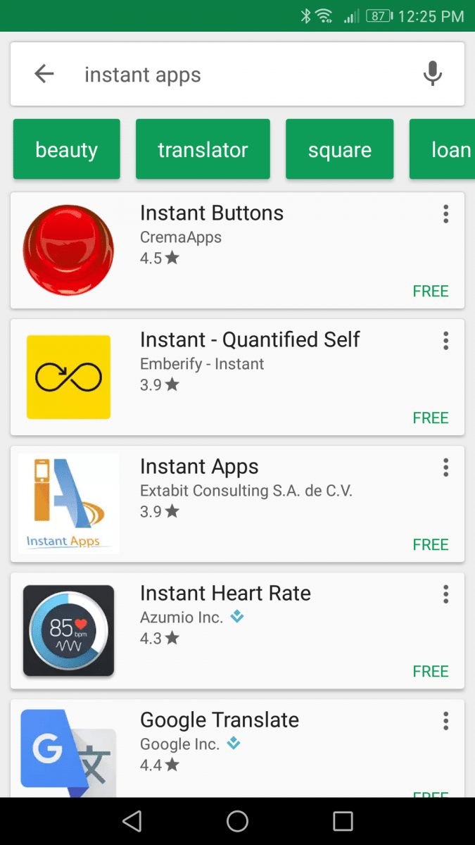 Search Results page in Google Play Store. Vital for Google Play App Store Optimization