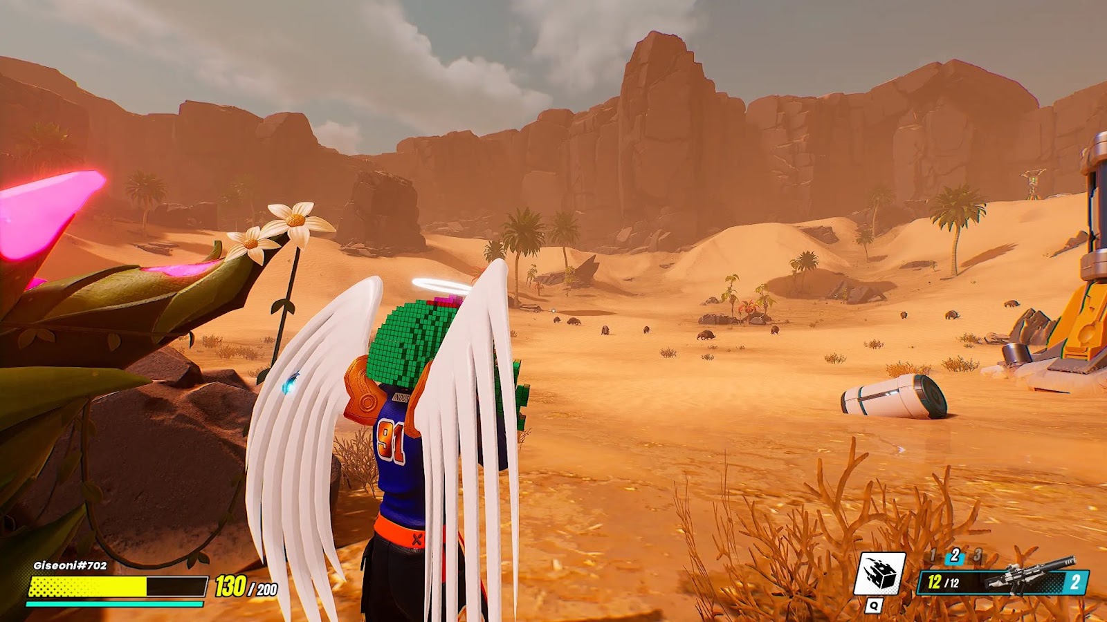 screen capture from game showing a desert landscape