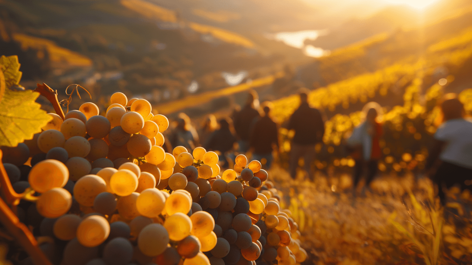 Sunset over Portuguese vineyards.