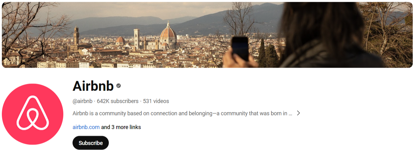 YouTube banner of Airbnb