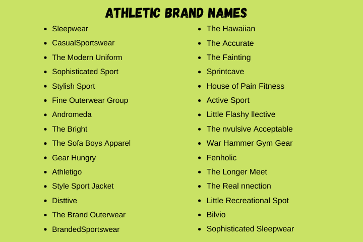 Athletic Brand Names