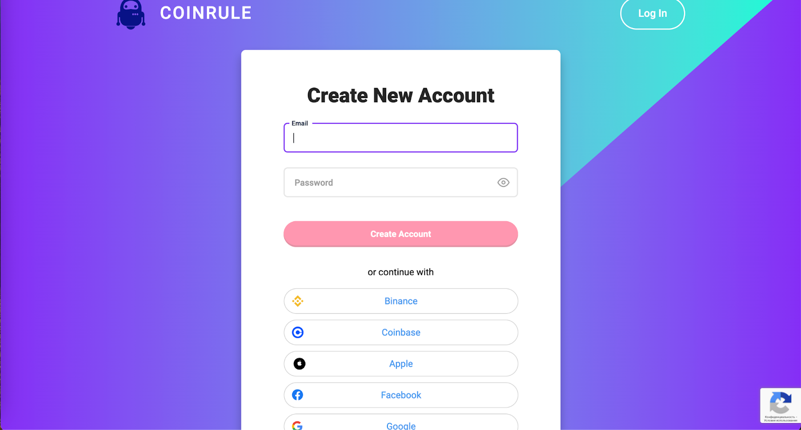 Create an Account Coinrule 