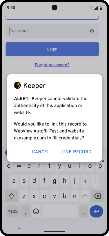 Uno screenshot che dimostra la protezione di Keeper rispetto allo scenario. 