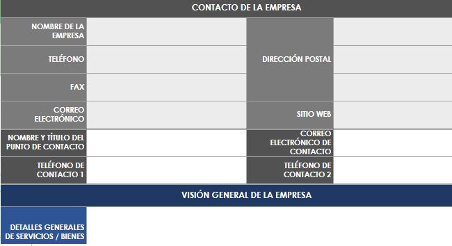 Plantilla de formulario de registro de proveedores