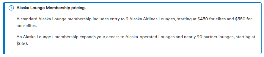Price for Alaska Lounge Access