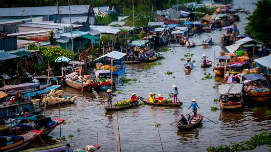 Floating market in Mekong Delta, Southern Vietnam