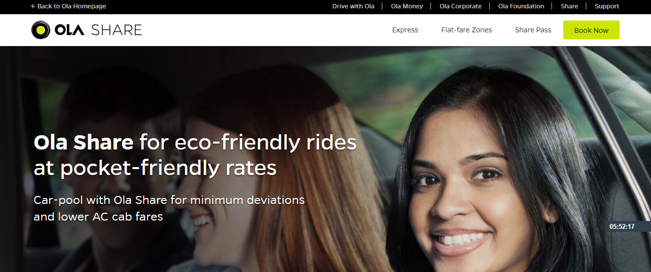 Ola Share carpooling app