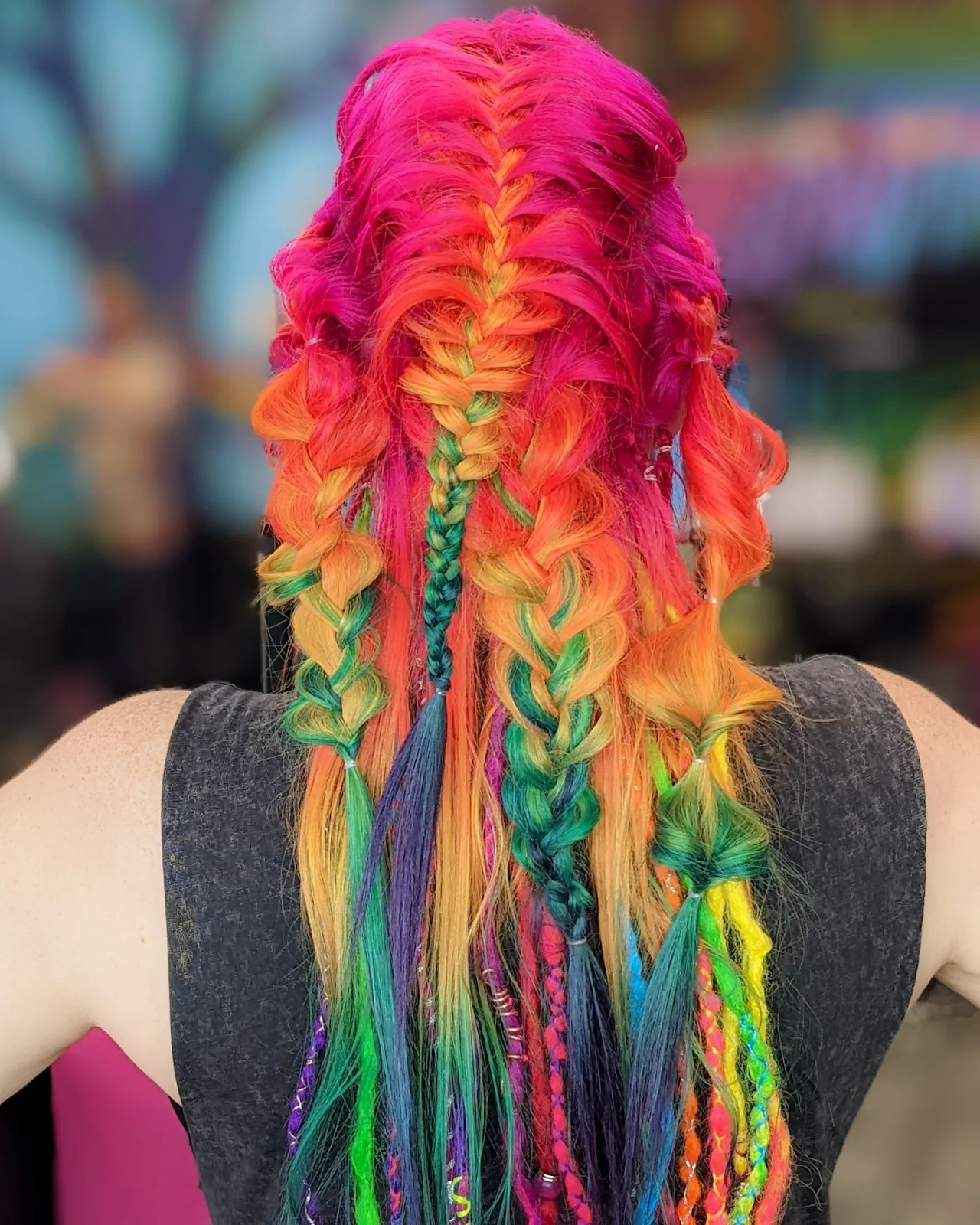 Rainbow Viking Braids