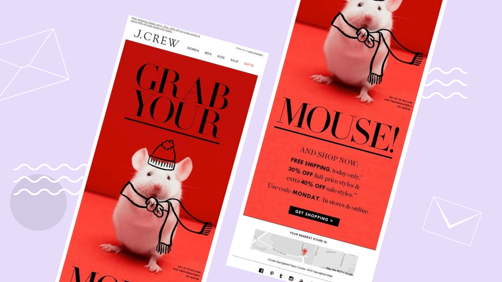 J. Crew holiday/promotional email example