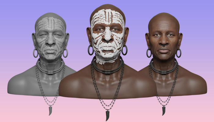 3D character of tribal men