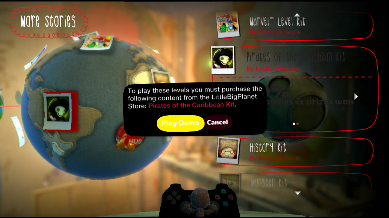 To play these levels you must purchase the following content from the LittleBigPlanet Store: Pirates of the Caribbean Kit
