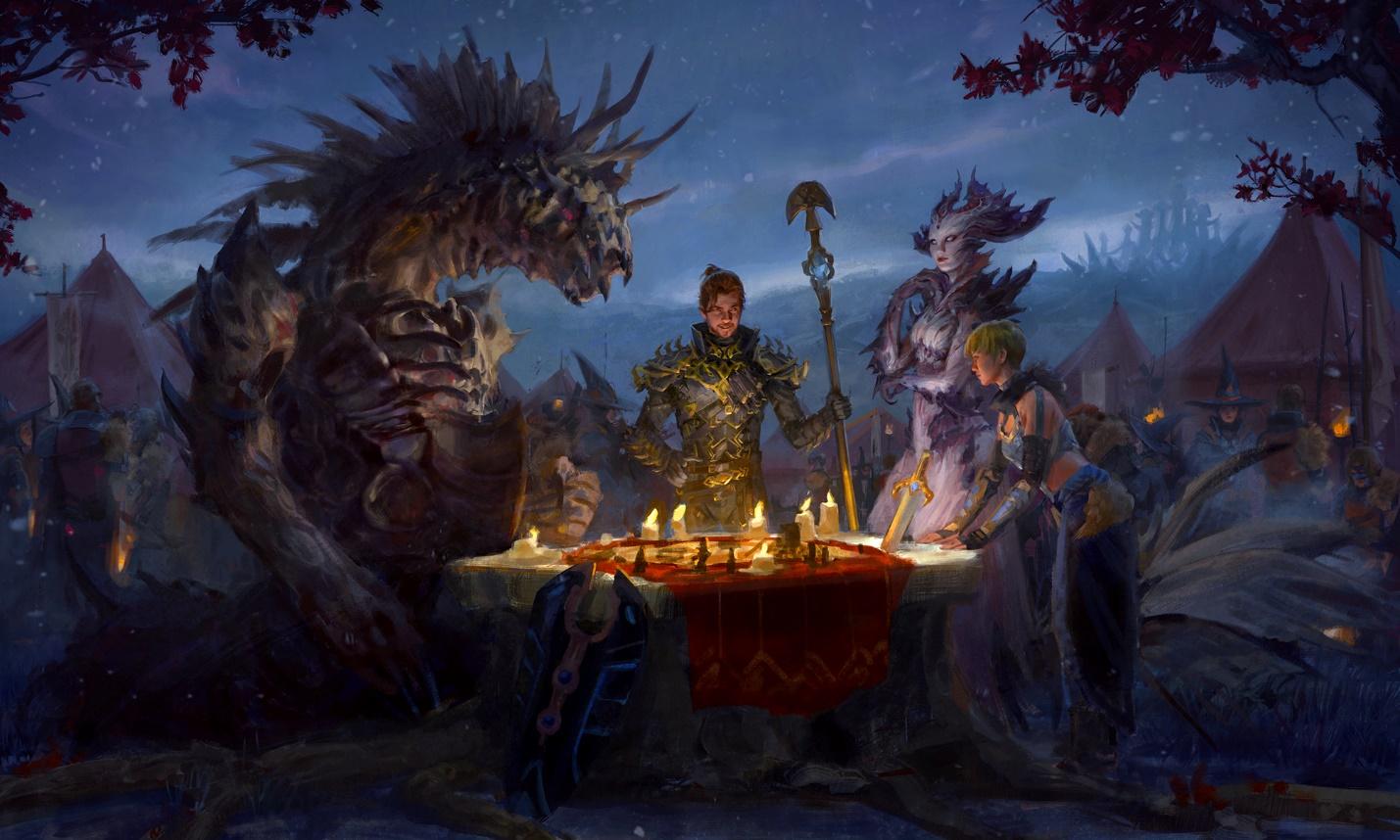 A group of people around a table with candles
Description automatically generated