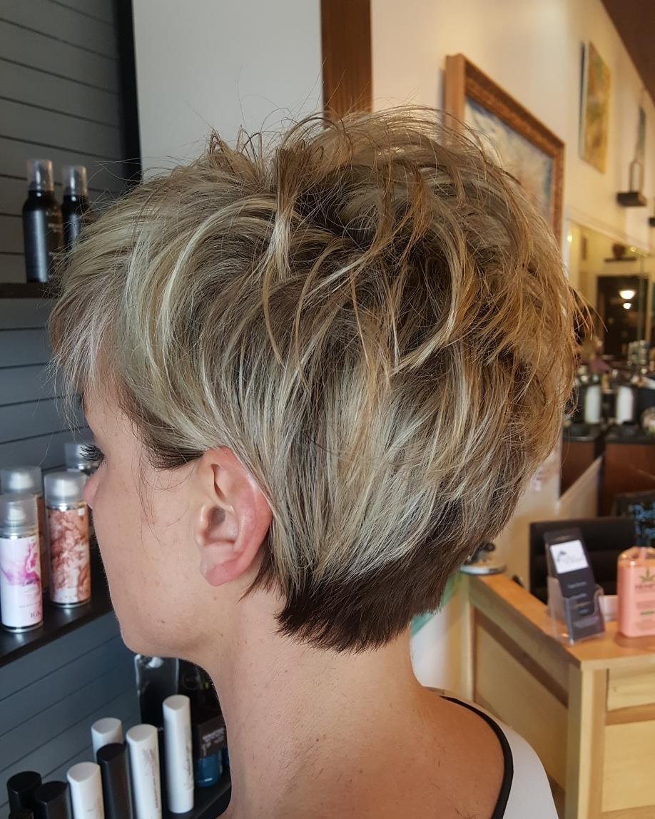 Two-Tone Feathered Pixie Short Shag Haircuts
