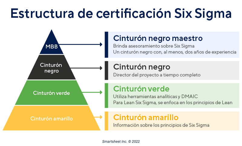 Esquema en forma de pirámide sobre las categorías profesionales dentro del Six Sigma