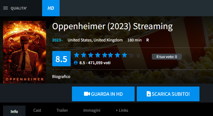 Guardare Oppenheimer in Streaming Gratuitamente - Il genio dello streaming