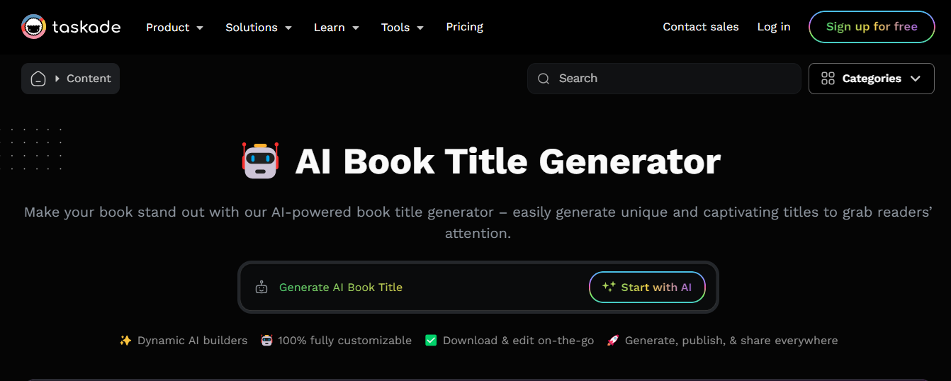 Taskade's AI Book Title Generator