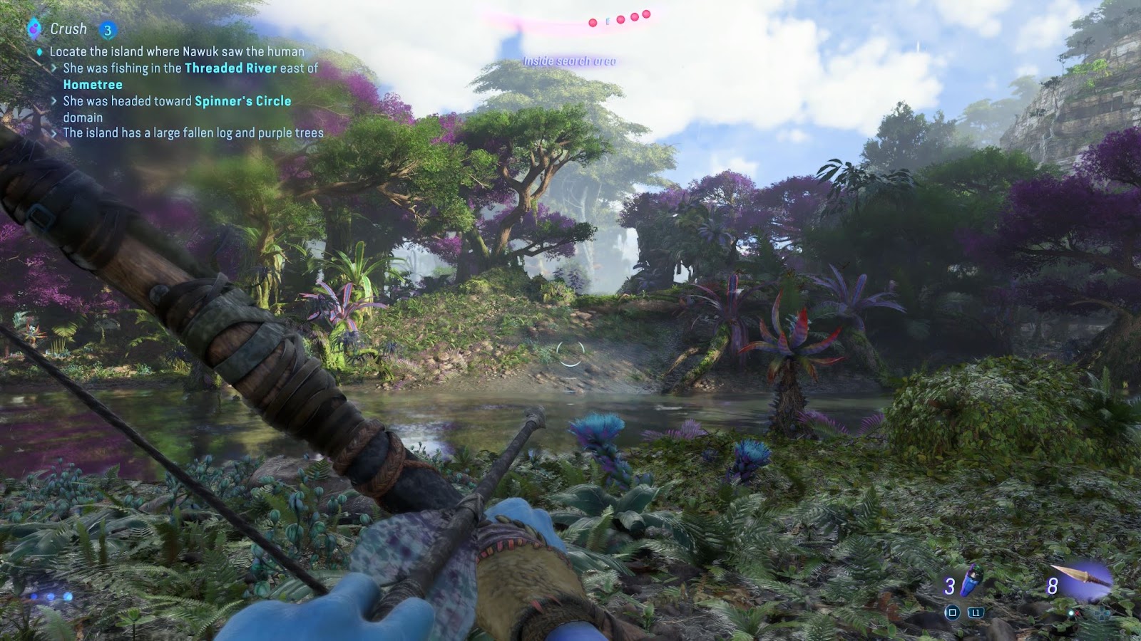 An in game screenshot of the island you need to go to in the Crush side quest from the game Avatar: Frontiers of Pandora