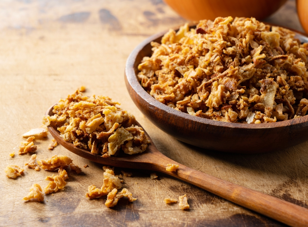fried onions or birista for Lucknowi Biryani