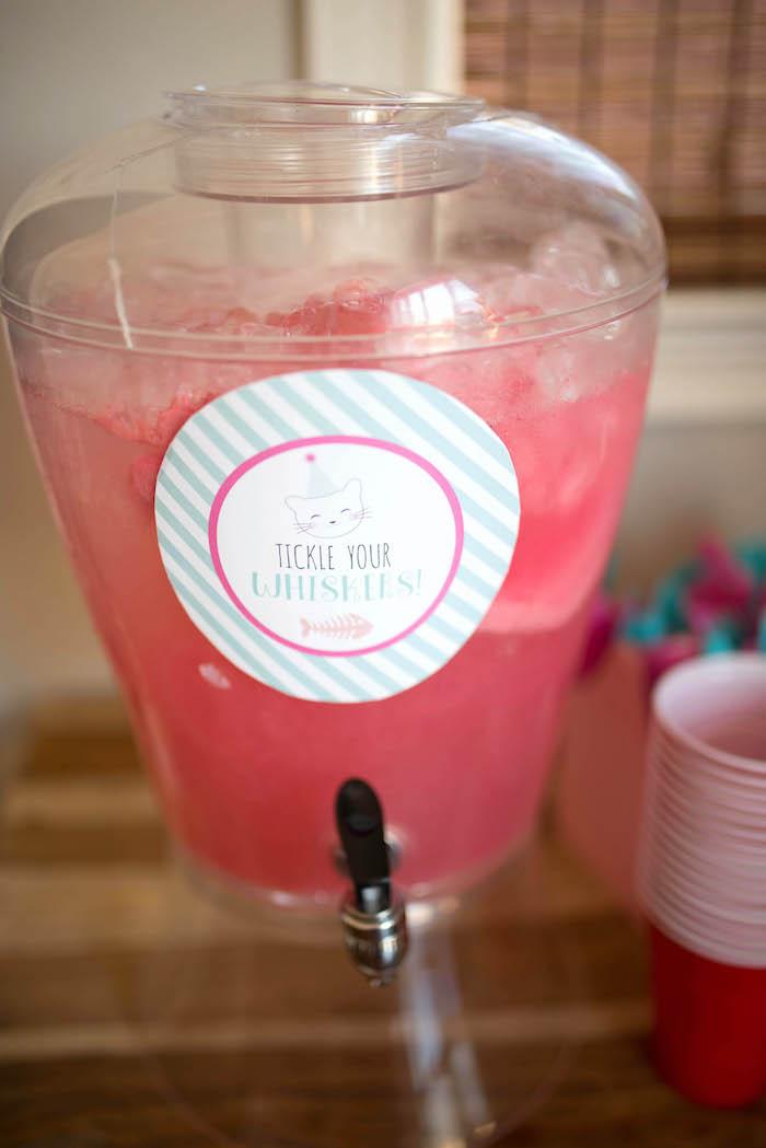 Beverage dispenser from a Kitty Cat Birthday Party on Kara's Party Ideas | KarasPartyIdeas.com (7)