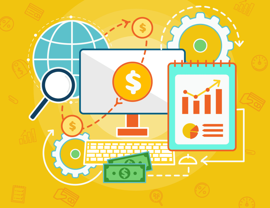 Ilustração de um sistema de gestão financeira