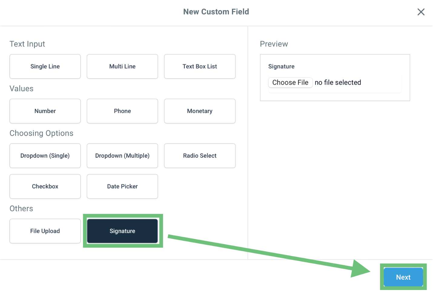 A screenshot of a custom fieldDescription automatically generated