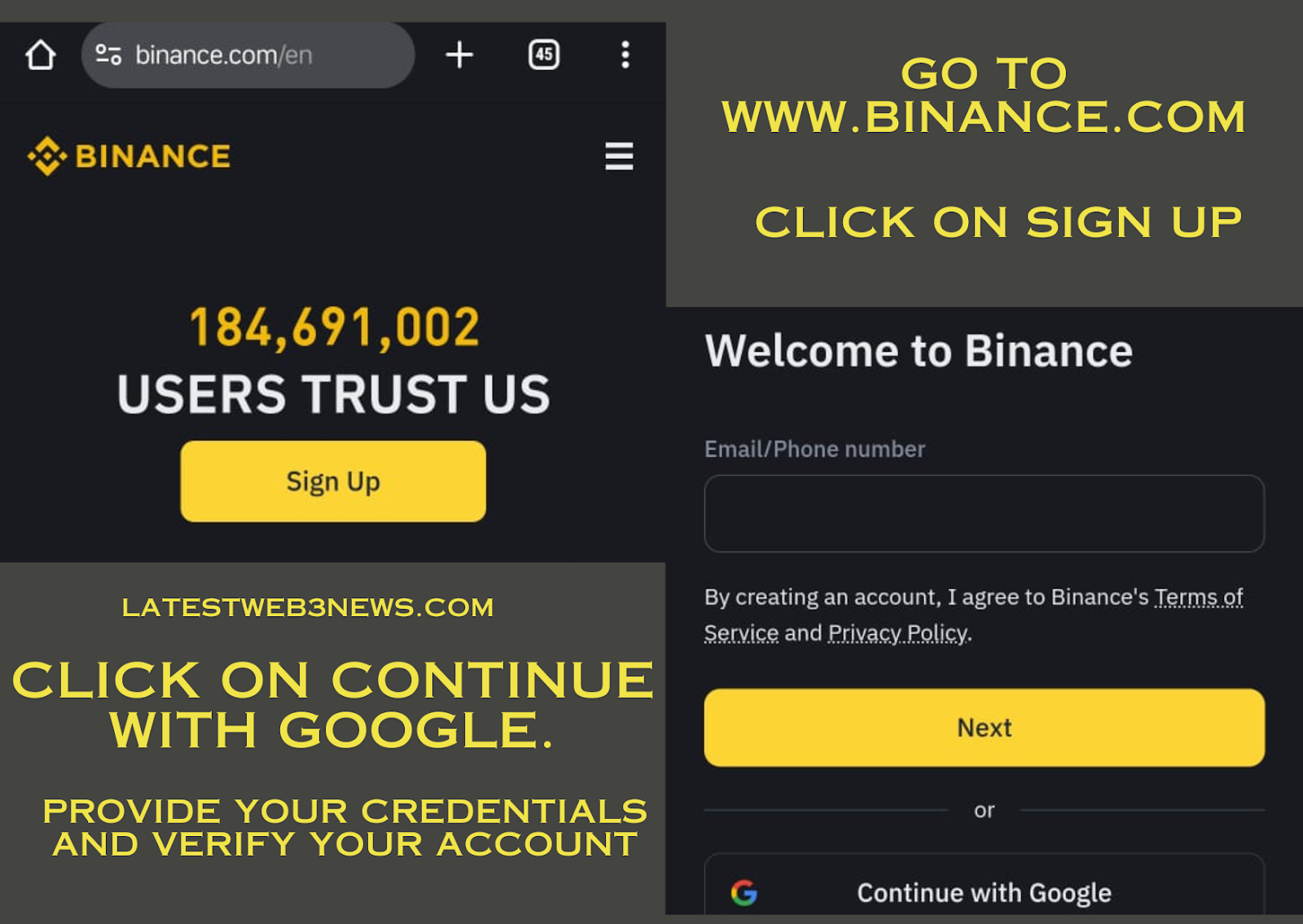 Sign Up for Binance