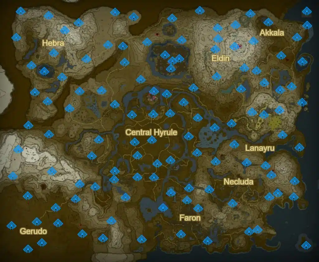 Totk shrines map