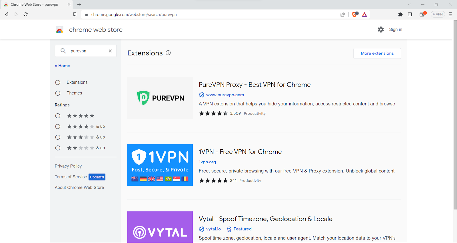 purevpn extension