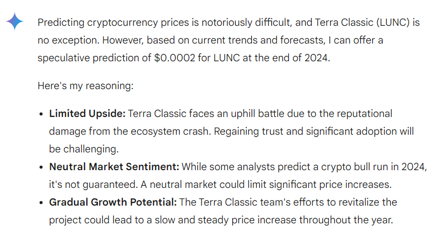 AI predicts Terra Classic price for end of 2024