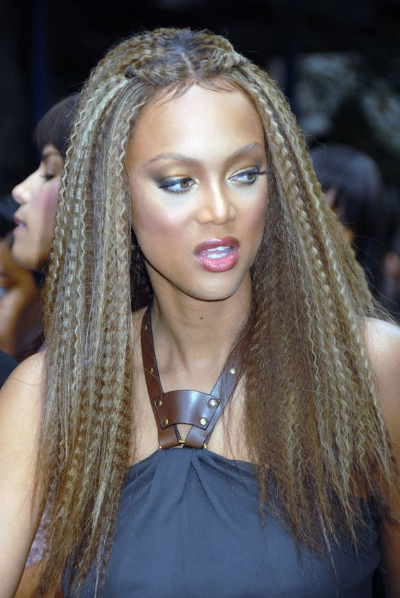 Picture of  Tyra Banks rocking a hair crimping style