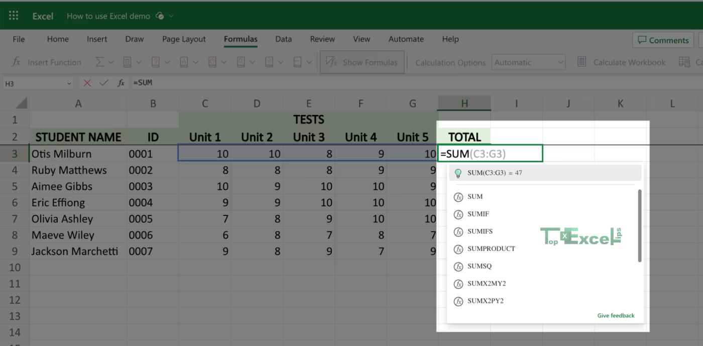 this image show the How to Use Functions in Excel?