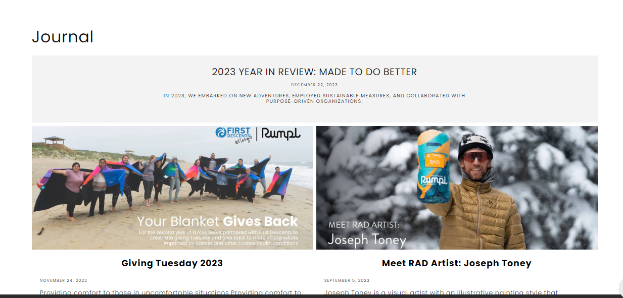 Webpage of Shopify Blog - Rumpl