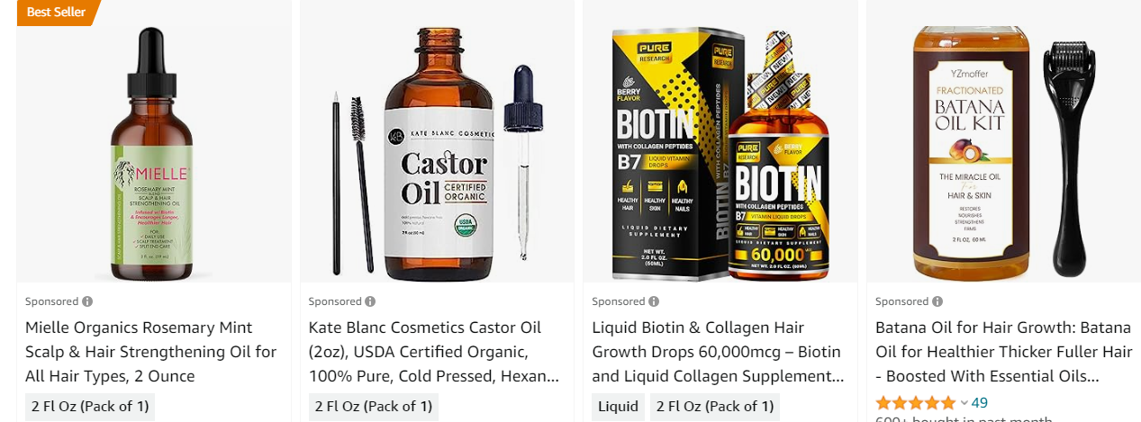 Hair growth oil as some of the best beauty products to sell on Shopify or elsewhere.