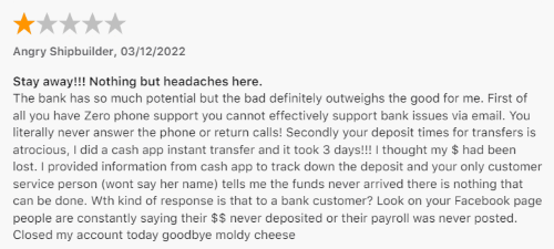A negative Cheese credit builder review from a person who had issues with customer service. 