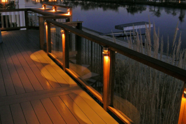 LED strip lighting for composite deck outdoor living space custom built