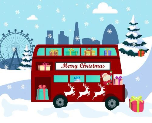  Bus Winter Scene Christmas eCard